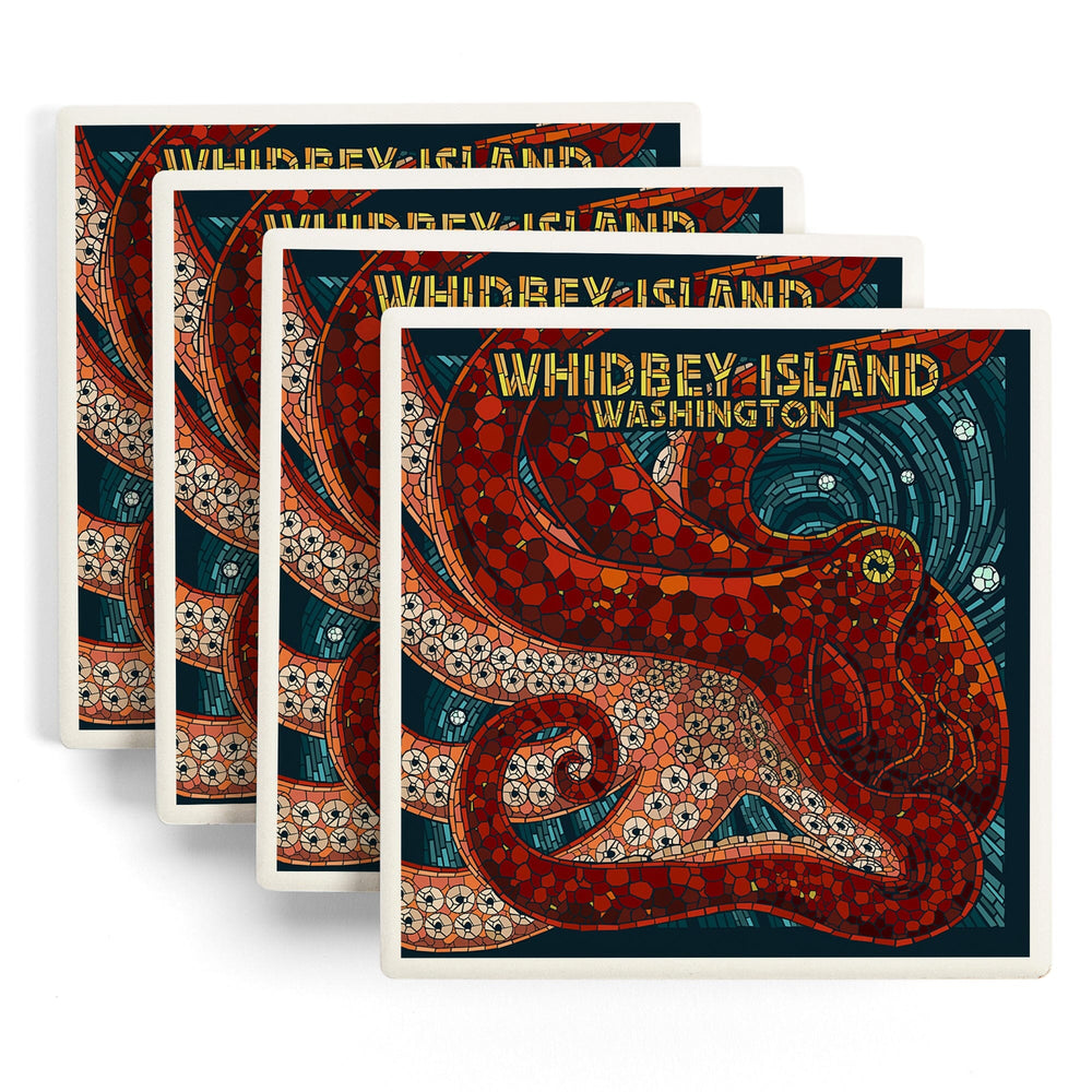 Whidbey Island, Washington, Octopus Mosaic, Coasters Coasters Lantern Press