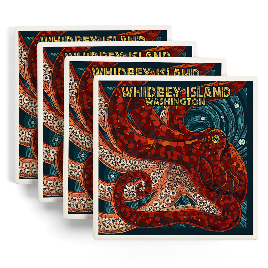 Whidbey Island, Washington, Octopus Mosaic, Coasters Coasters Lantern Press
