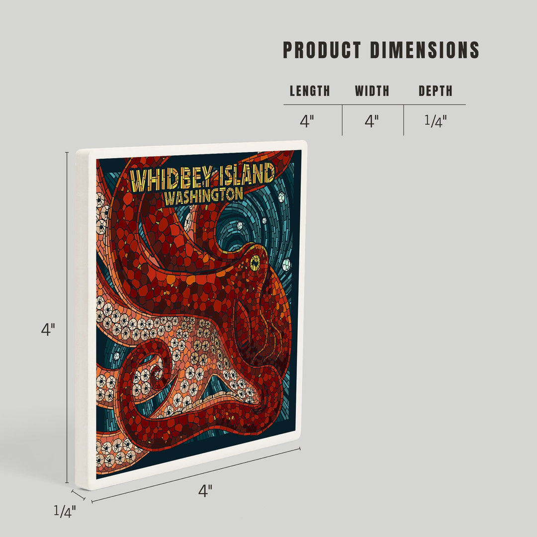 Whidbey Island, Washington, Octopus Mosaic, Coasters Coasters Lantern Press