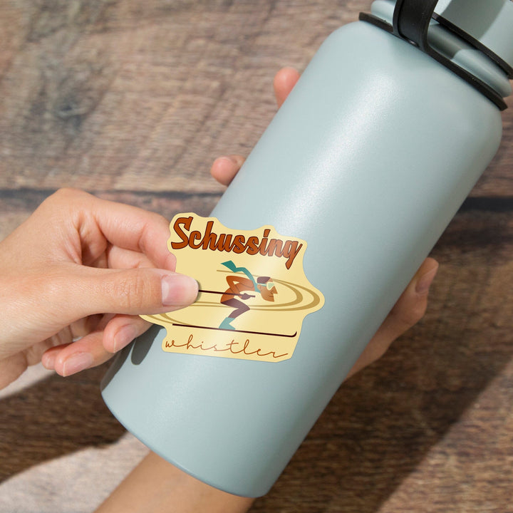 Whistler, Canada, Schussing, Skiing, Geometric, Contour, Lantern Press Artwork, Vinyl Sticker Sticker Lantern Press