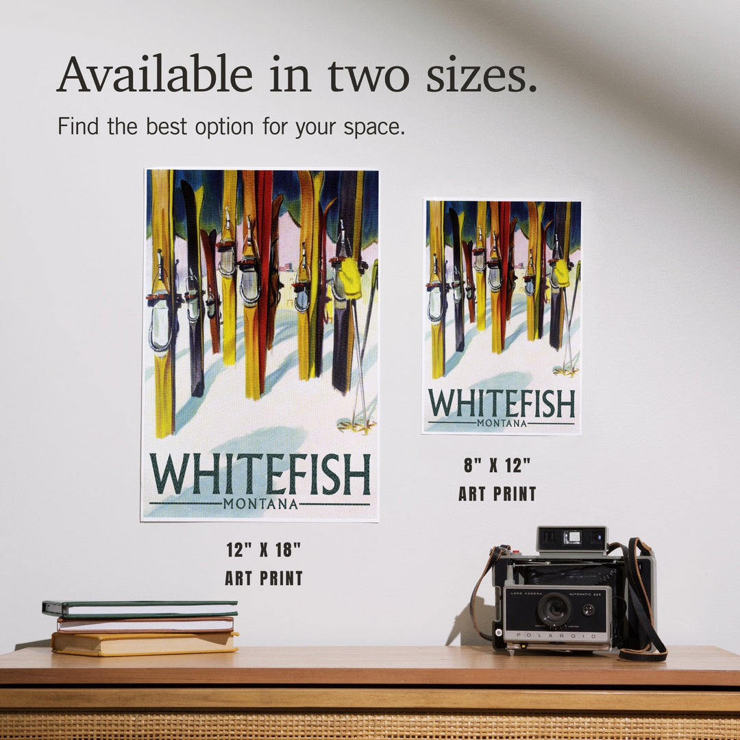 Whitefish, Montana, Colorful Skis, Art & Giclee Prints Art Lantern Press