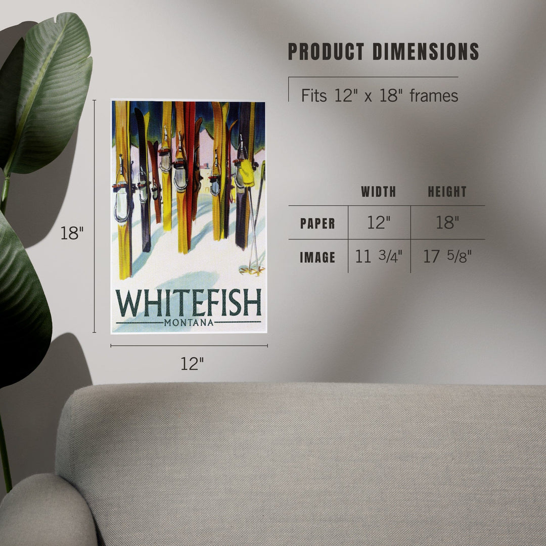 Whitefish, Montana, Colorful Skis, Art & Giclee Prints Art Lantern Press