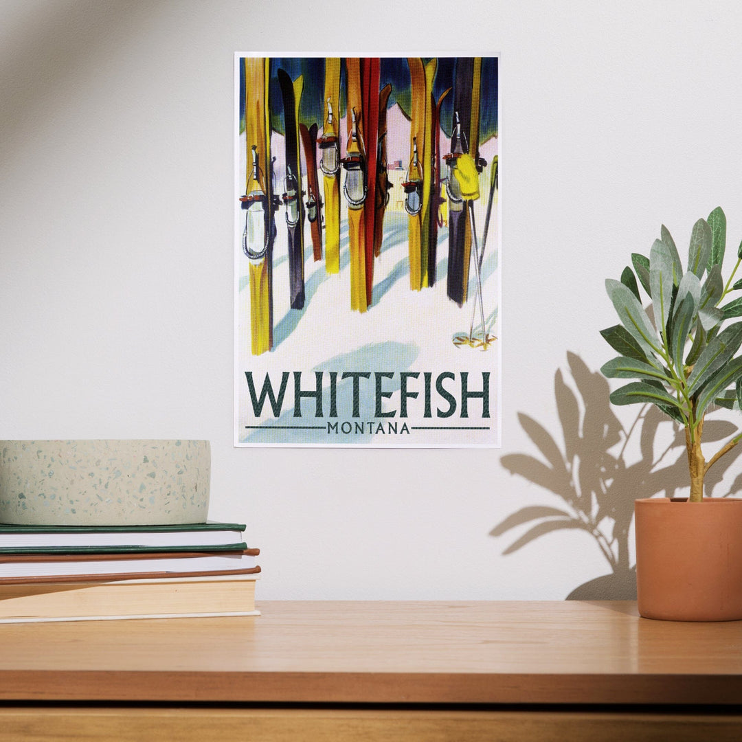 Whitefish, Montana, Colorful Skis, Art & Giclee Prints Art Lantern Press