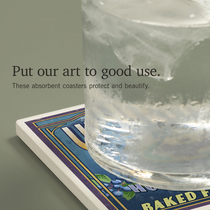 Whitefish, Montana, Huckleberry Vintage Sign, Coasters Coasters Lantern Press