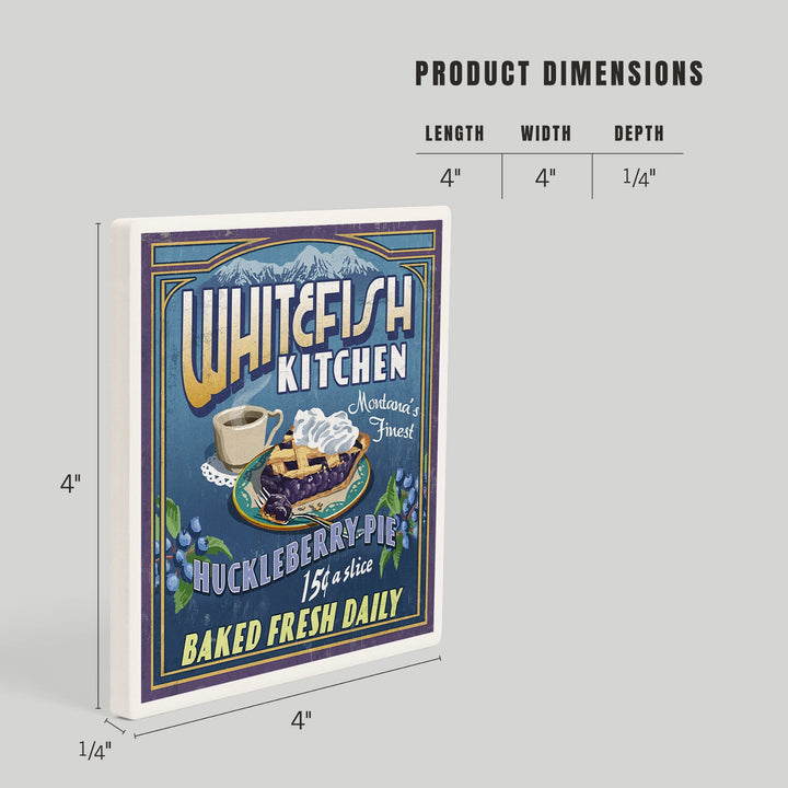 Whitefish, Montana, Huckleberry Vintage Sign, Coasters Coasters Lantern Press