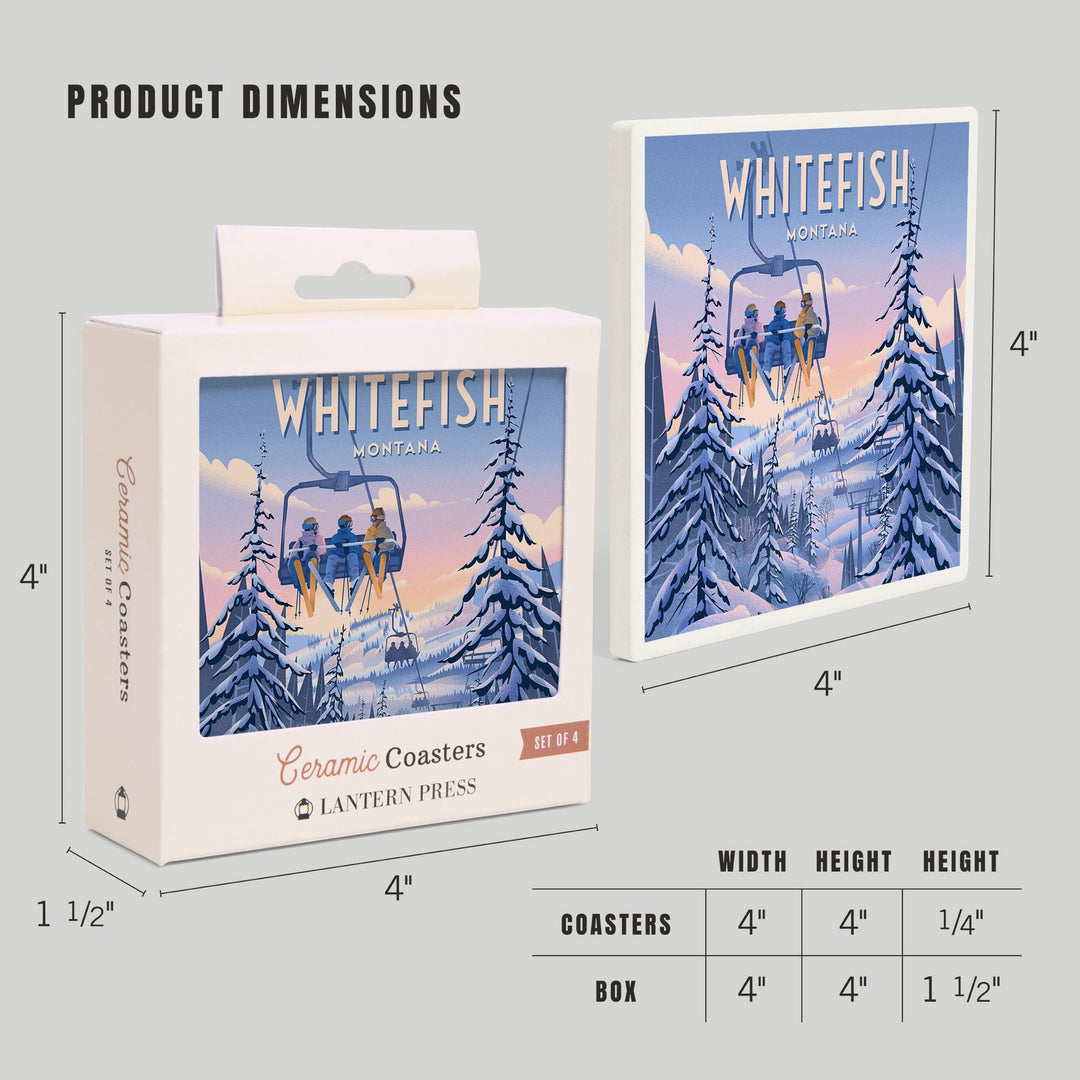 Whitefish, Montana, Montana, Chill on the Uphill, Ski Lift, Coasters Coasters Lantern Press