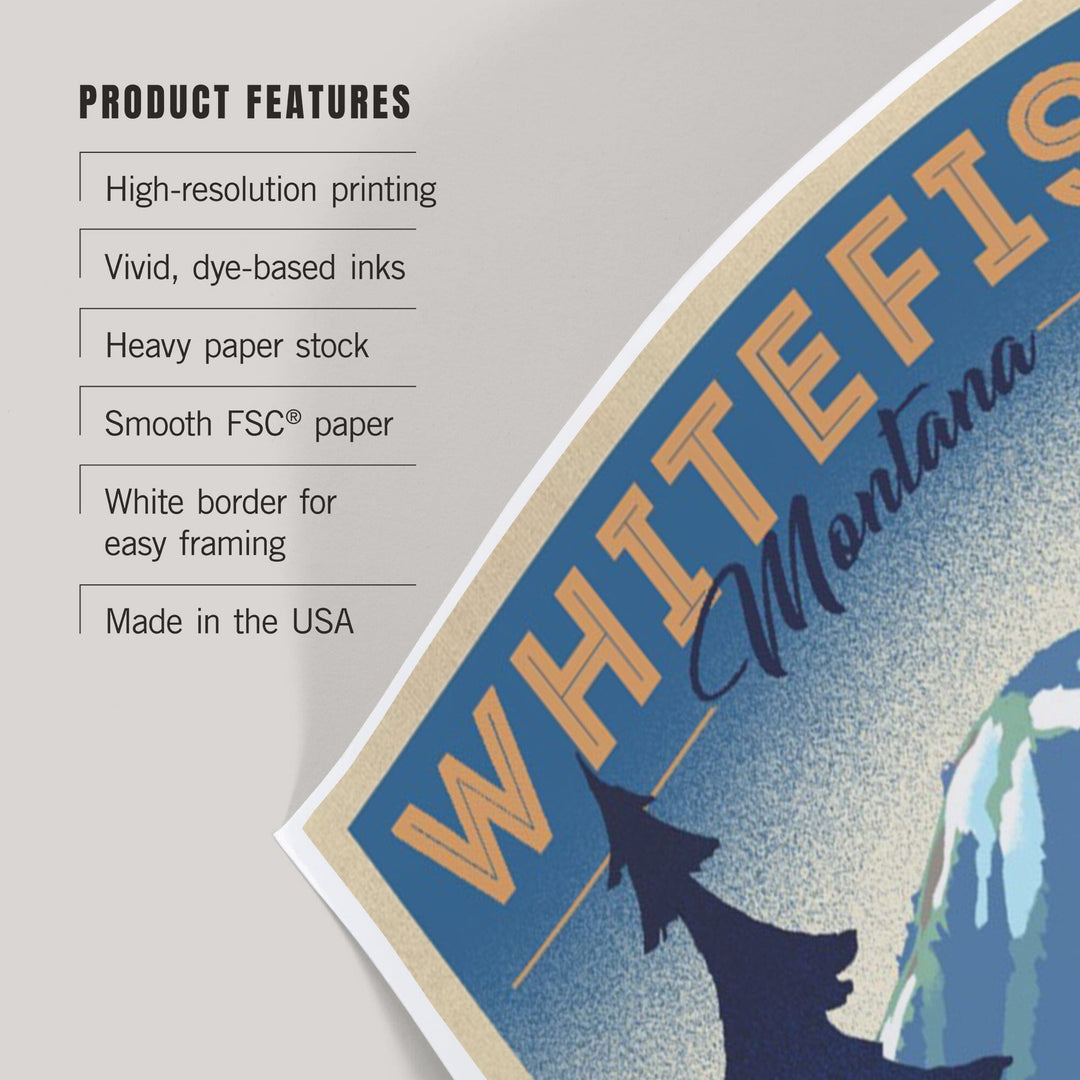 Whitefish, Montana, Moose and Mountain, Litho, Art & Giclee Prints Art Lantern Press