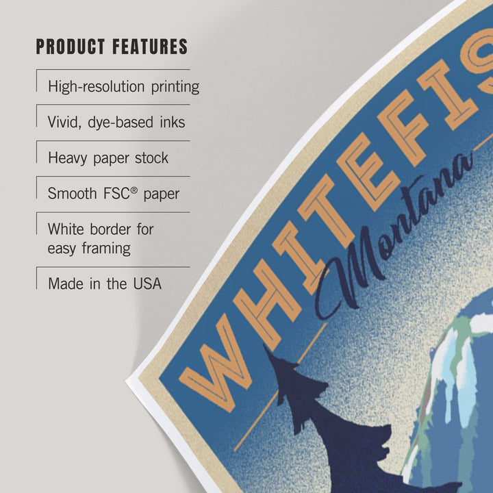 Whitefish, Montana, Moose and Mountain, Litho, Art & Giclee Prints Art Lantern Press