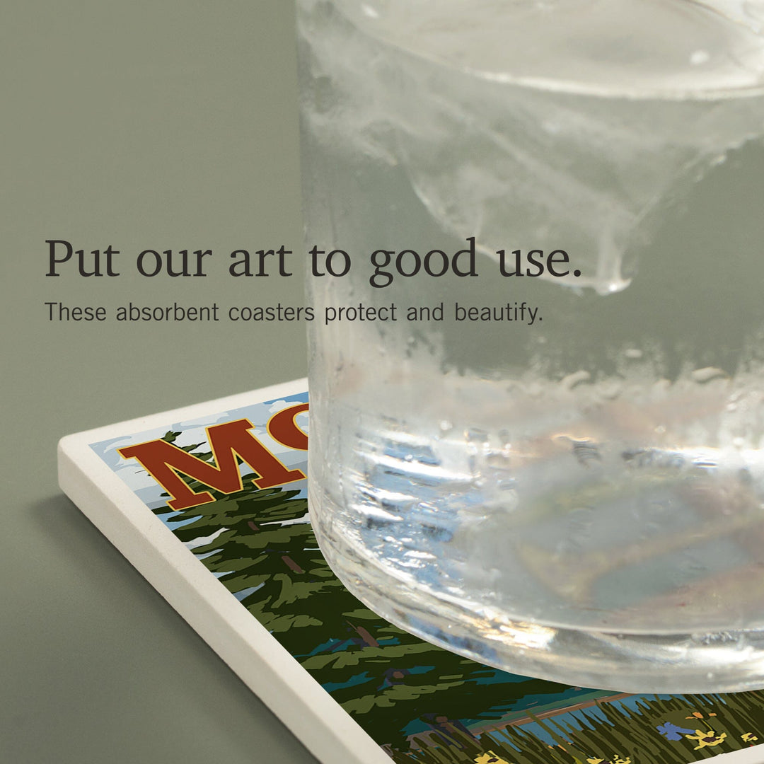 Whitefish, Montana, Sign Destinations, Coasters Coasters Lantern Press