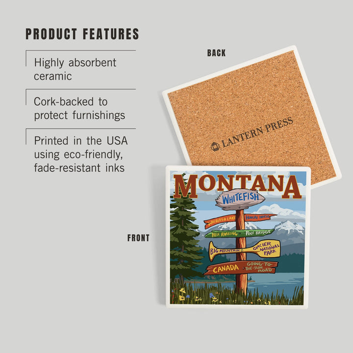 Whitefish, Montana, Sign Destinations, Coasters Coasters Lantern Press