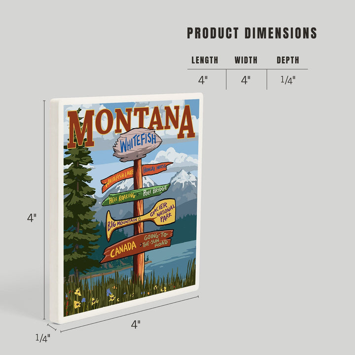 Whitefish, Montana, Sign Destinations, Coasters Coasters Lantern Press
