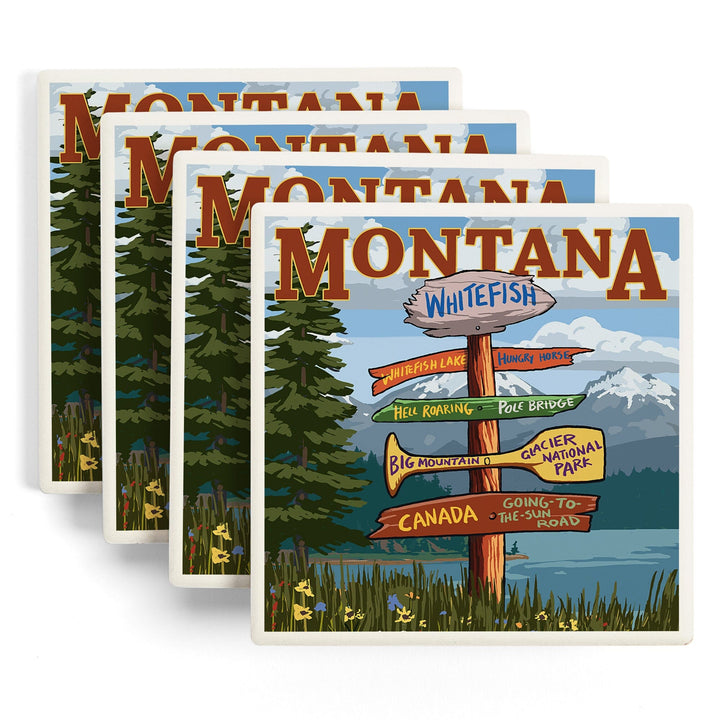 Whitefish, Montana, Sign Destinations, Coasters Coasters Lantern Press