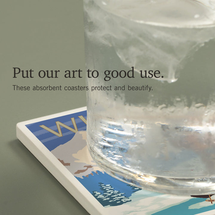 Whitefish, Montana, Skier Carrying, Coasters Coasters Lantern Press