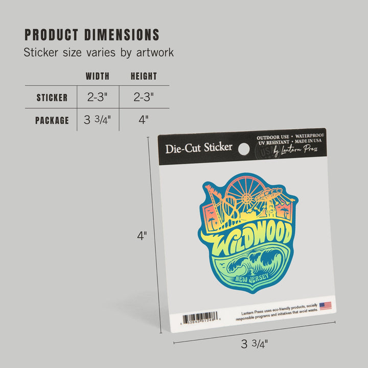 Wild wood, New Jersey, Contour, Vinyl Sticker Sticker Lantern Press