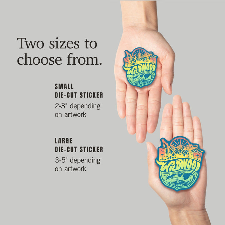 Wild wood, New Jersey, Contour, Vinyl Sticker Sticker Lantern Press