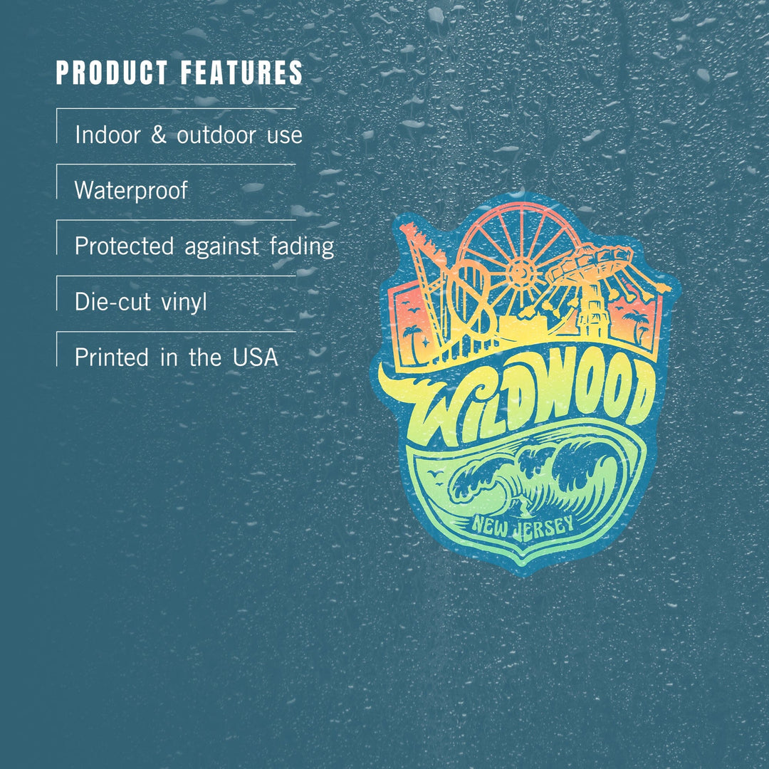 Wild wood, New Jersey, Contour, Vinyl Sticker Sticker Lantern Press