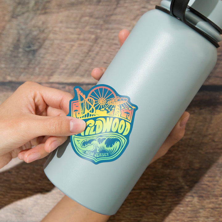 Wild wood, New Jersey, Contour, Vinyl Sticker Sticker Lantern Press