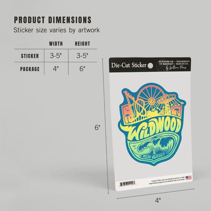 Wild wood, New Jersey, Contour, Vinyl Sticker Sticker Lantern Press