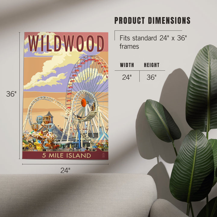 Wildwood, New Jersey, Pier and Sunset, Art & Giclee Prints Art Lantern Press