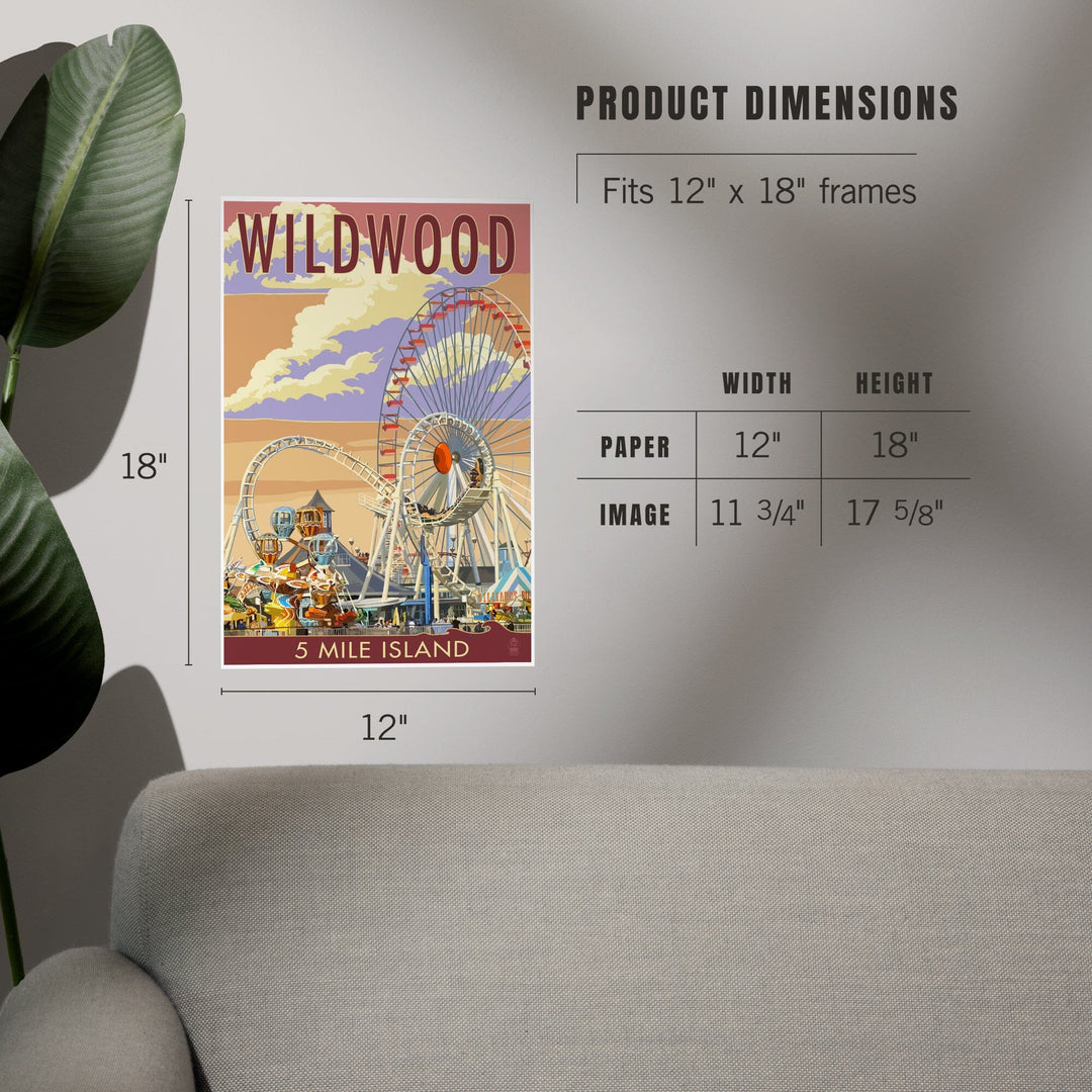 Wildwood, New Jersey, Pier and Sunset, Art & Giclee Prints Art Lantern Press
