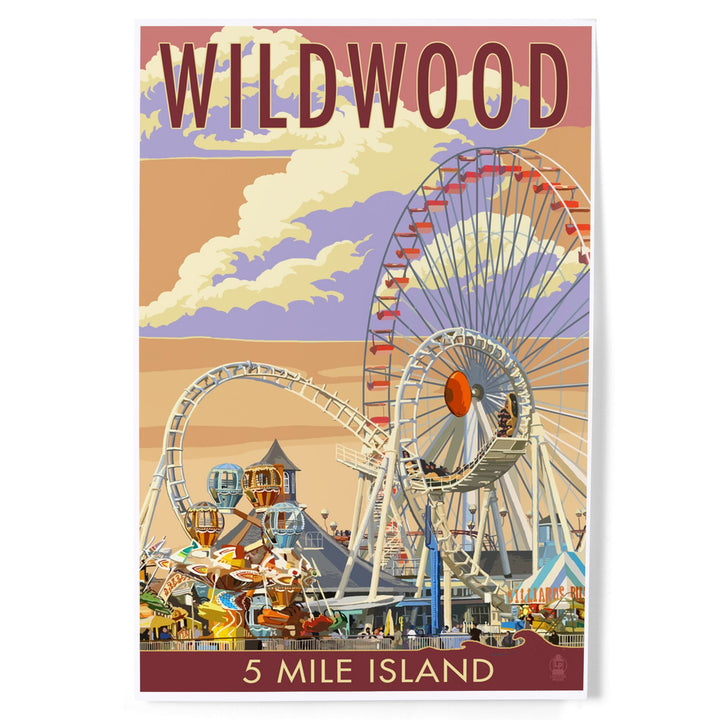 Wildwood, New Jersey, Pier and Sunset, Art & Giclee Prints Art Lantern Press 8 x 12 Art Print