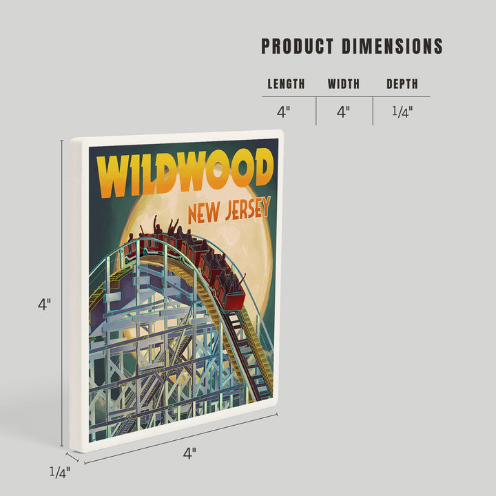 Wildwood, New Jersey, Roller Coaster and Moon, Coasters Coasters Lantern Press