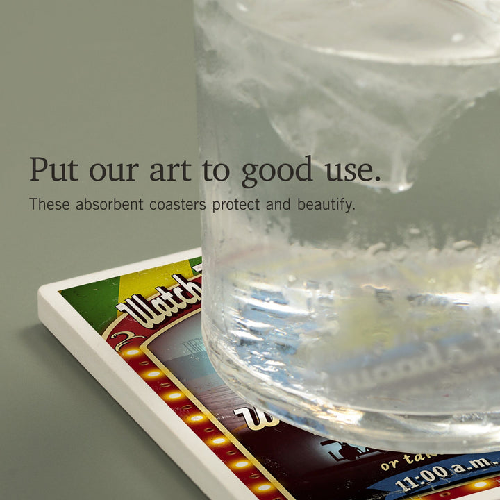 Wildwood, New Jersey, Tram Car Vintage Sign, Coasters Coasters Lantern Press