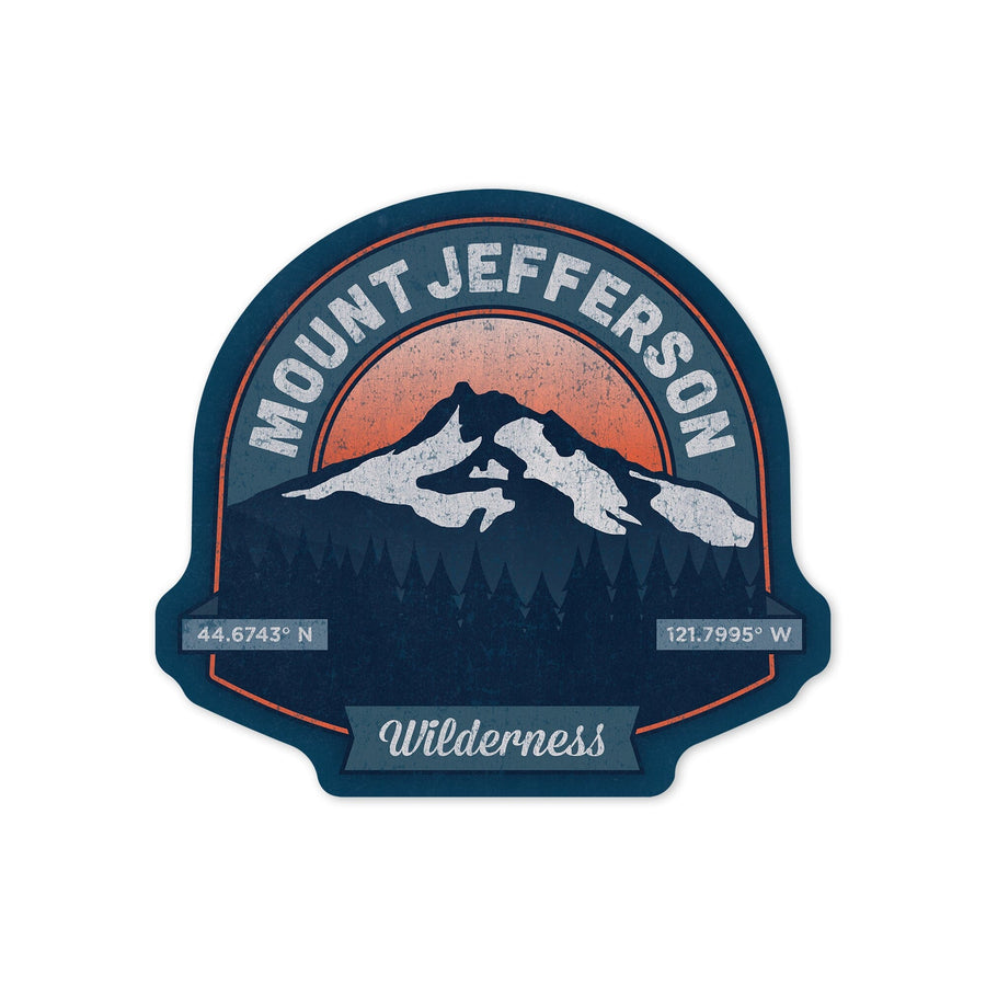 Willamette National Forest, Oregon, Mount Jefferson Wilderness, PNW Volcanoes, Contour, Vinyl Sticker Sticker Lantern Press