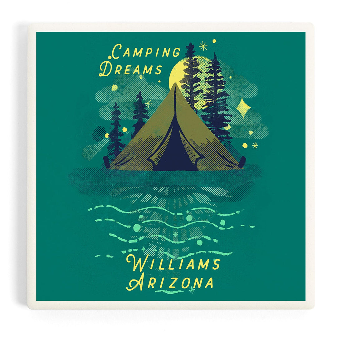 Williams, Arizona, Lake Life Series, Camping Dreams, Coasters Coasters Lantern Press Coaster