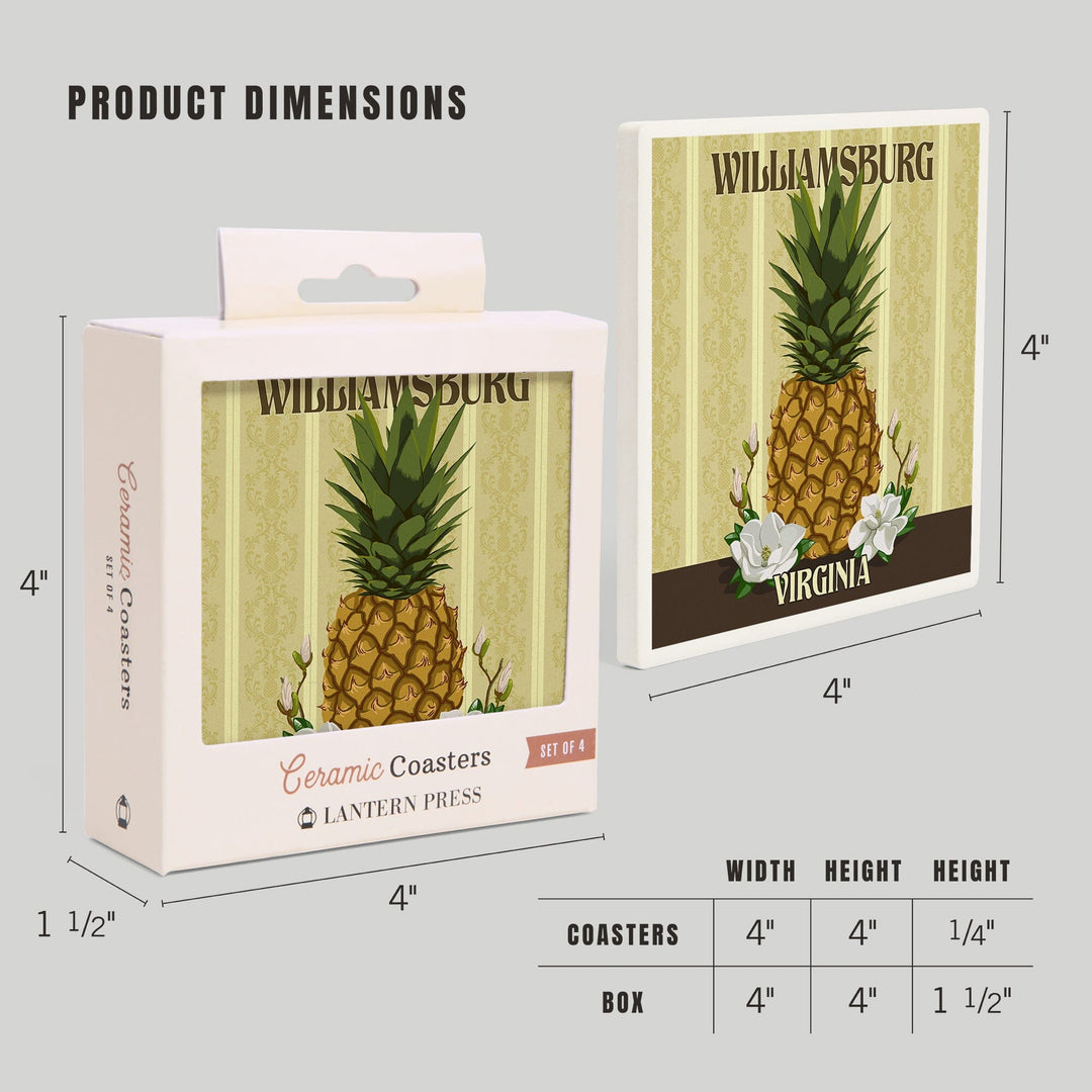 Williamsburg, Virginia, Colonial Pineapple, Coasters Coasters Lantern Press