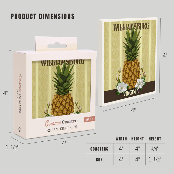 Williamsburg, Virginia, Colonial Pineapple, Coasters Coasters Lantern Press