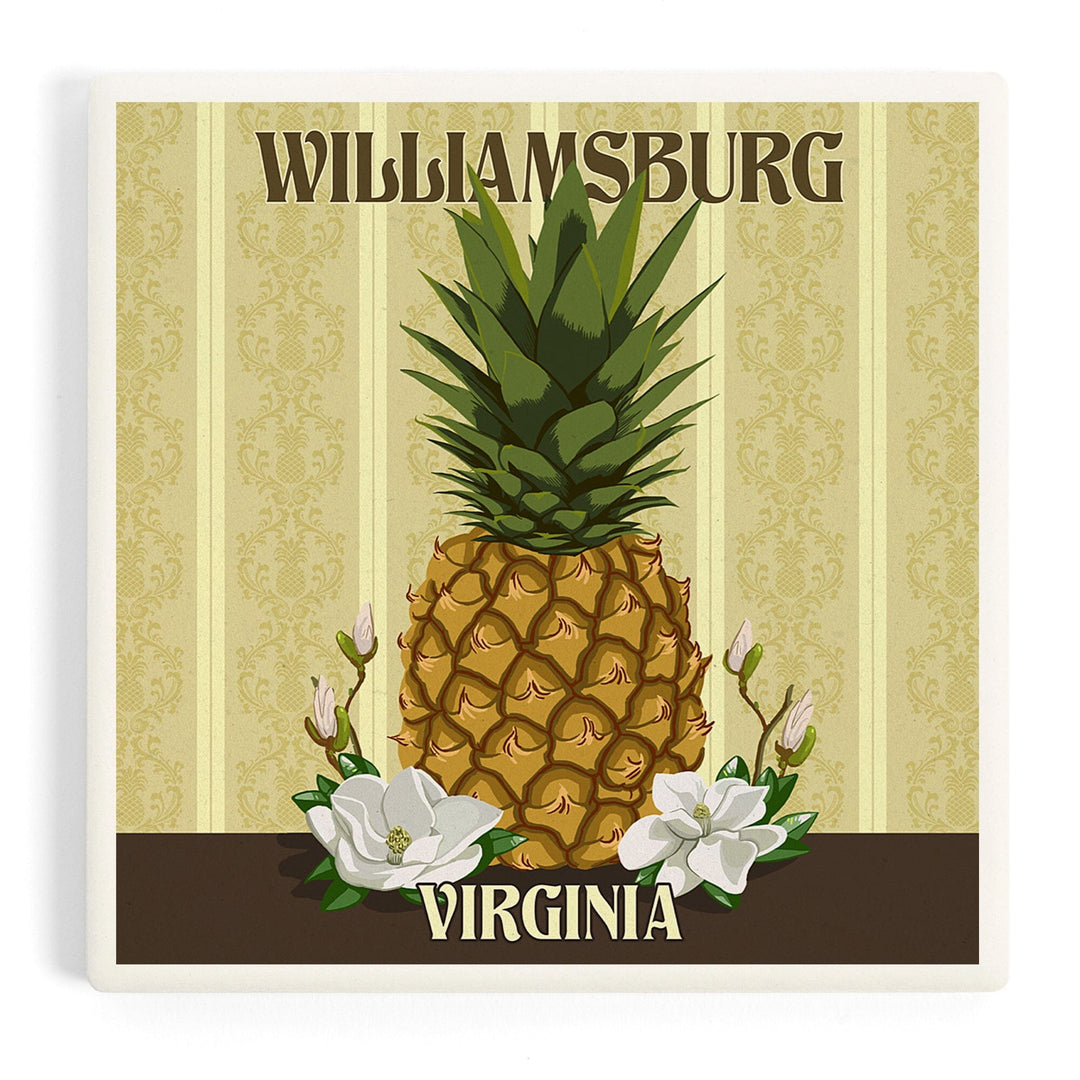 Williamsburg, Virginia, Colonial Pineapple, Coasters Coasters Lantern Press Coaster