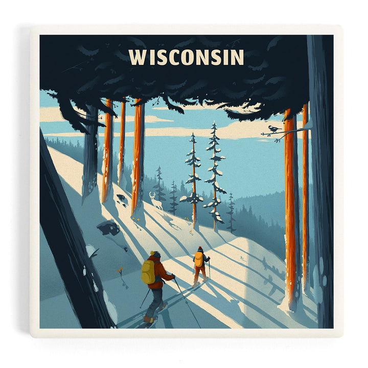 Wisconsin, Better on Foot, Snowshoeing, Coasters Coasters Lantern Press Coaster