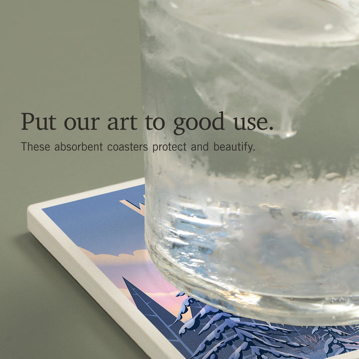 Wisconsin, Chill on the Uphill, Ski Lift, Coasters Coasters Lantern Press