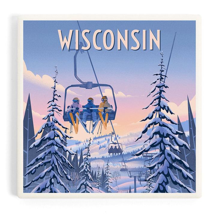 Wisconsin, Chill on the Uphill, Ski Lift, Coasters Coasters Lantern Press