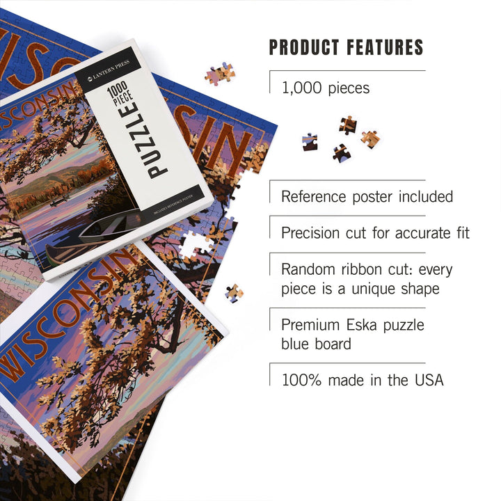 Wisconsin, Lake Sunset Scene, Jigsaw Puzzle Puzzle Lantern Press