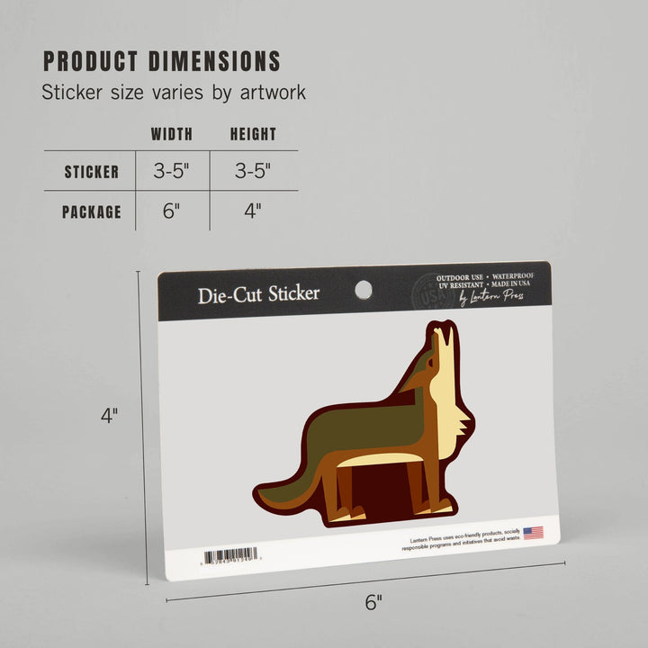 Wolf, Howling, Geometric, Contour, Vinyl Sticker Sticker Lantern Press