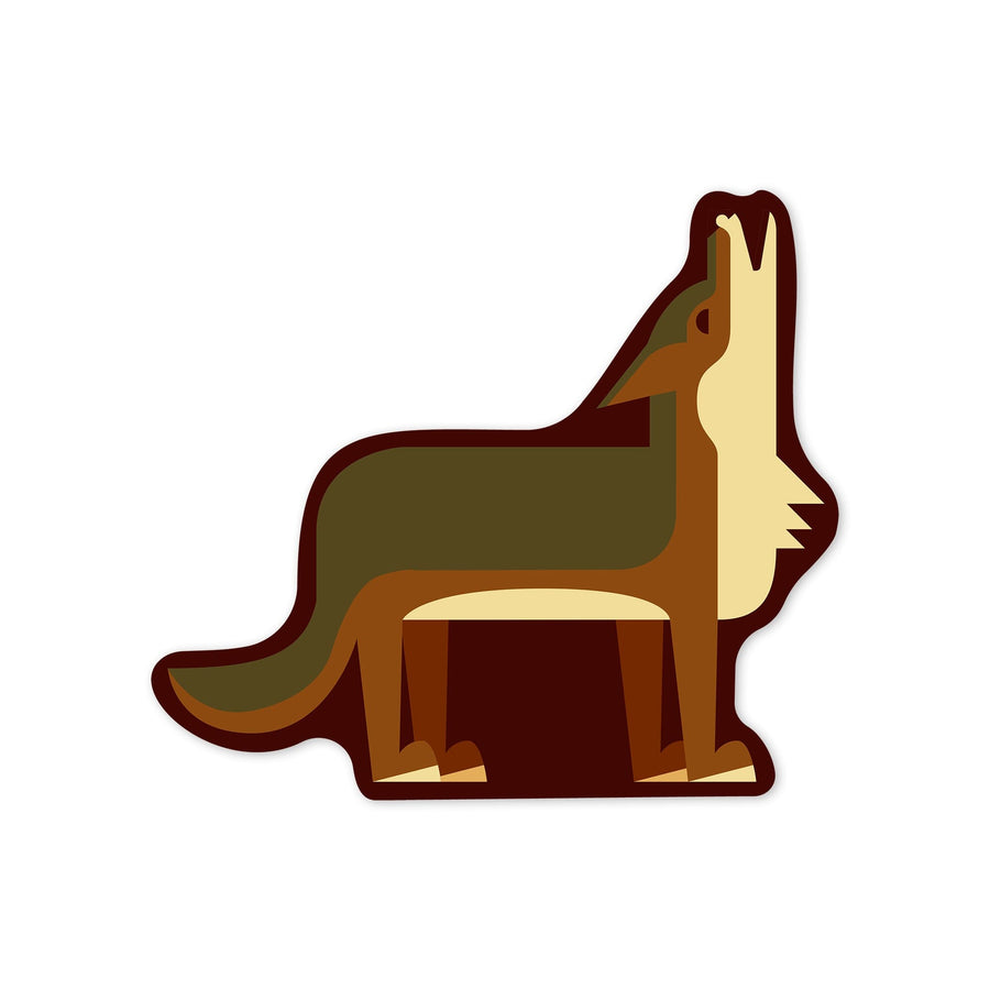 Wolf, Howling, Geometric, Contour, Vinyl Sticker Sticker Lantern Press