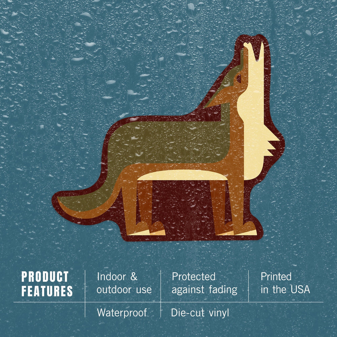 Wolf, Howling, Geometric, Contour, Vinyl Sticker Sticker Lantern Press