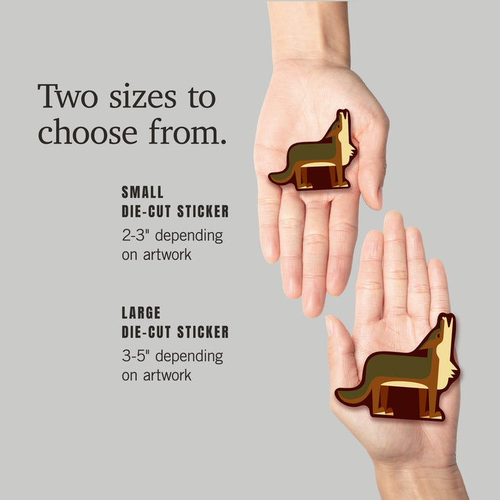 Wolf, Howling, Geometric, Contour, Vinyl Sticker Sticker Lantern Press