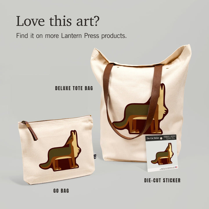 Wolf, Howling, Geometric, Contour, Vinyl Sticker Sticker Lantern Press