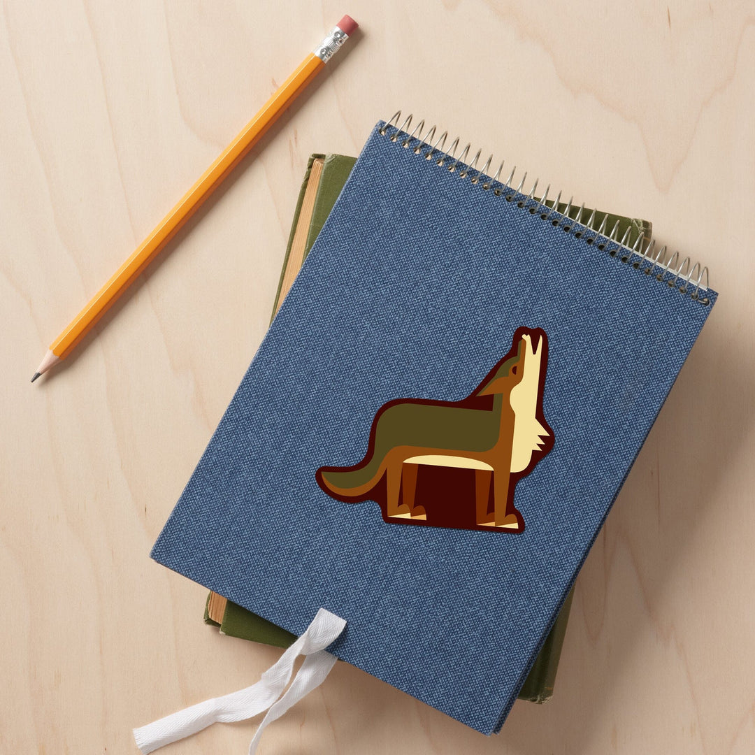 Wolf, Howling, Geometric, Contour, Vinyl Sticker Sticker Lantern Press