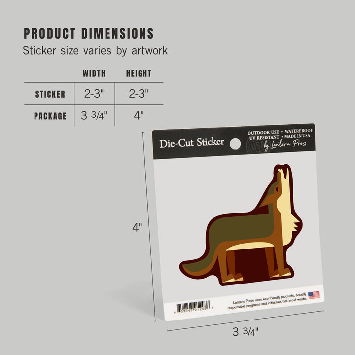 Wolf, Howling, Geometric, Contour, Vinyl Sticker Sticker Lantern Press