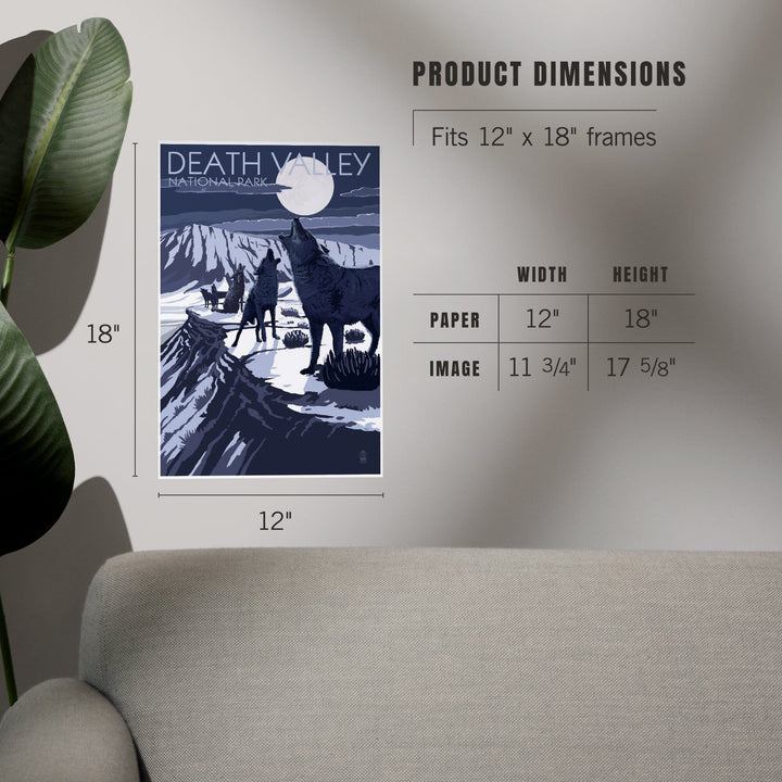 Wolves and Full Moon, Death Valley National Park, Art & Giclee Prints Art Lantern Press