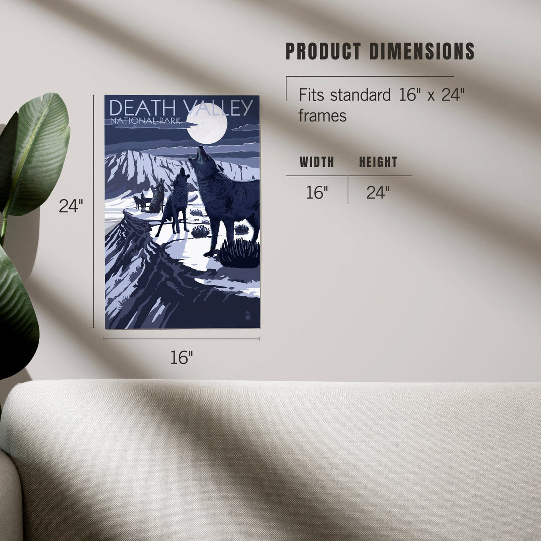 Wolves and Full Moon, Death Valley National Park, Art & Giclee Prints Art Lantern Press