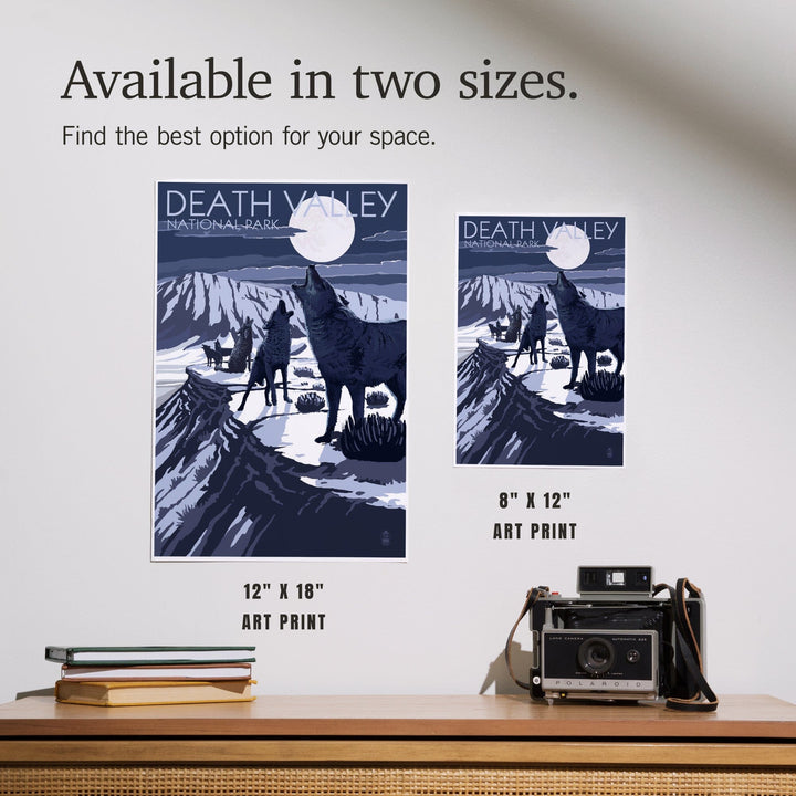 Wolves and Full Moon, Death Valley National Park, Art & Giclee Prints Art Lantern Press