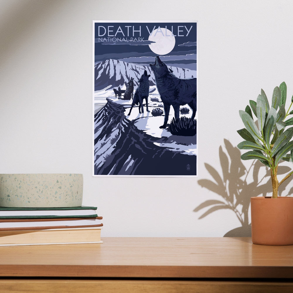 Wolves and Full Moon, Death Valley National Park, Art & Giclee Prints Art Lantern Press