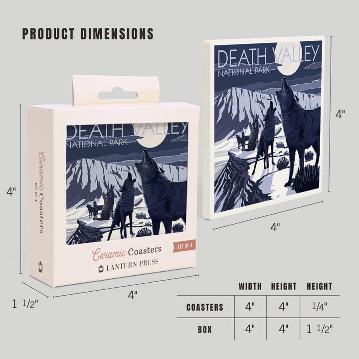 Wolves and Full Moon, Death Valley National Park, Coasters Coasters Lantern Press