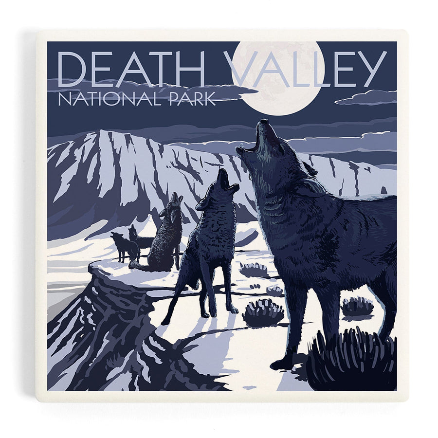 Wolves and Full Moon, Death Valley National Park, Coasters Coasters Lantern Press