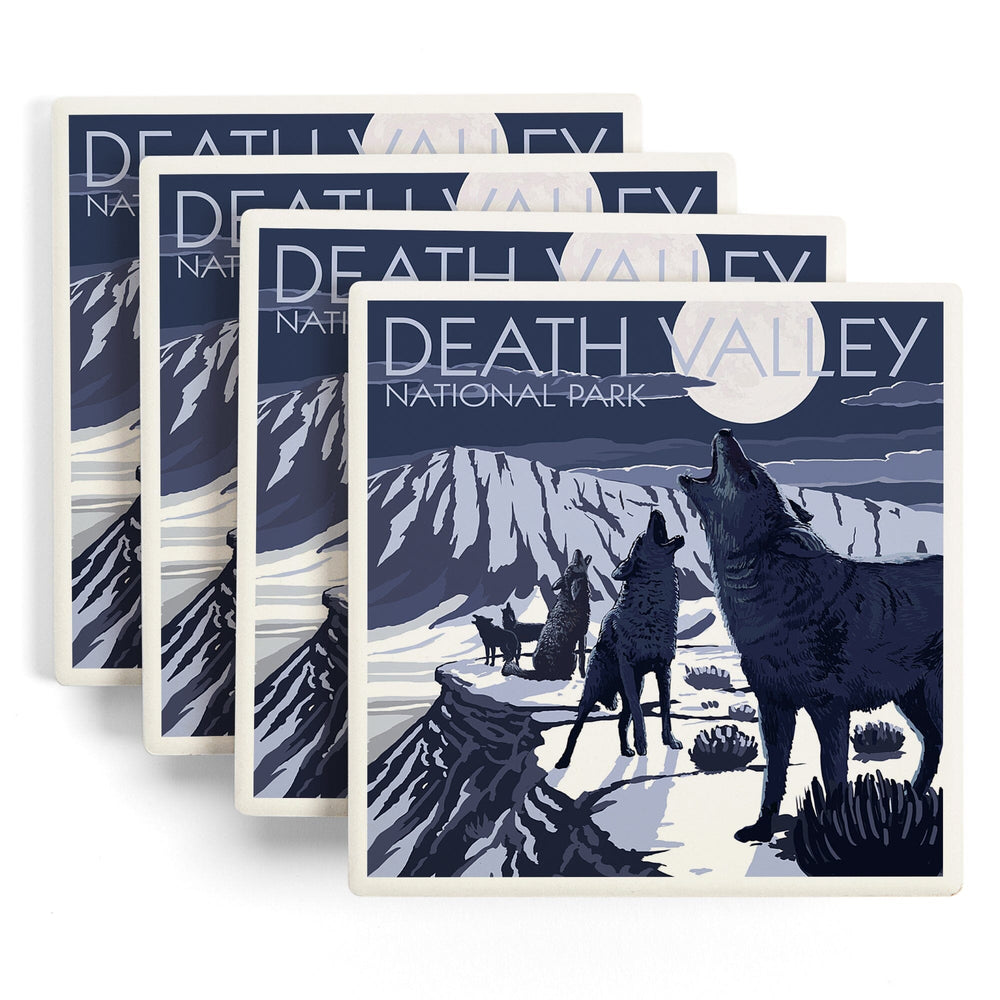 Wolves and Full Moon, Death Valley National Park, Coasters Coasters Lantern Press